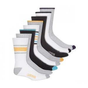 MEN'S Club Room Crew Striped Socks 8-Pack Pairs Blue/Yellow/Blk. 10-13. NWT $40.